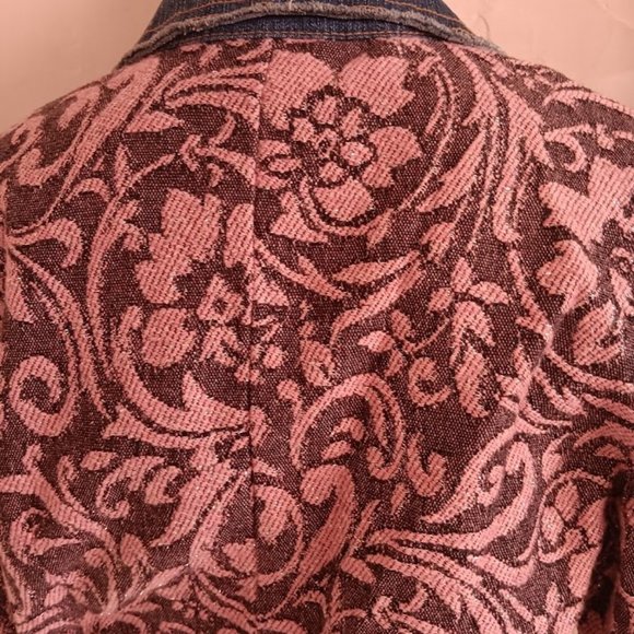 ALBERTO MAKALI  PINK BLUE DENIM FLORAL COTTON/SILK J ACKET SIZE US M - Picture 9 of 10